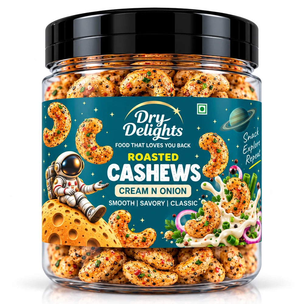 Cream N Onion Cashews – front of pack