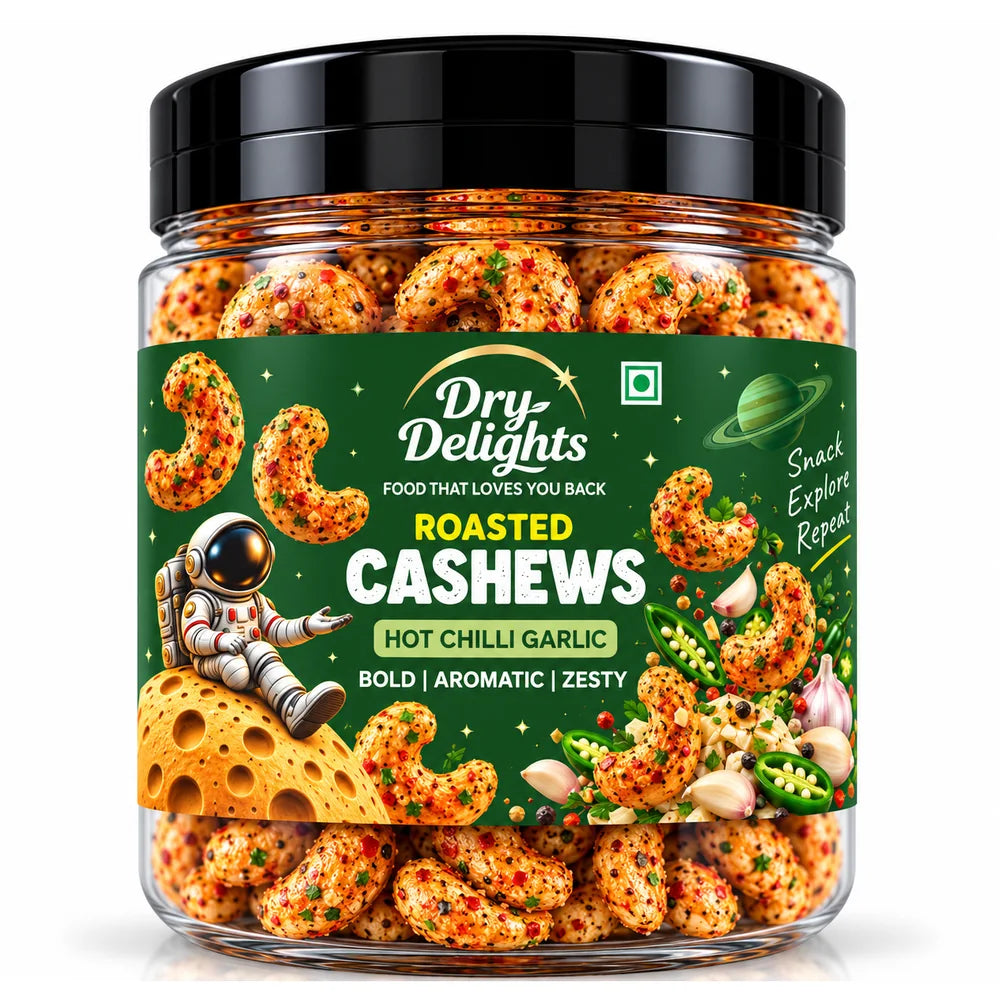 Hot Chilli Garlic Cashews – front of pack