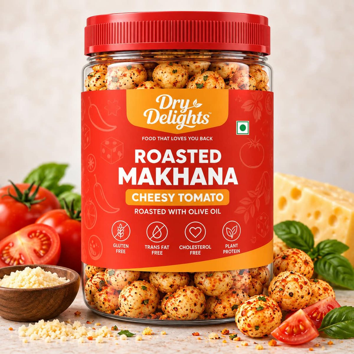 Cheesy Tomato Makhana – front of pack