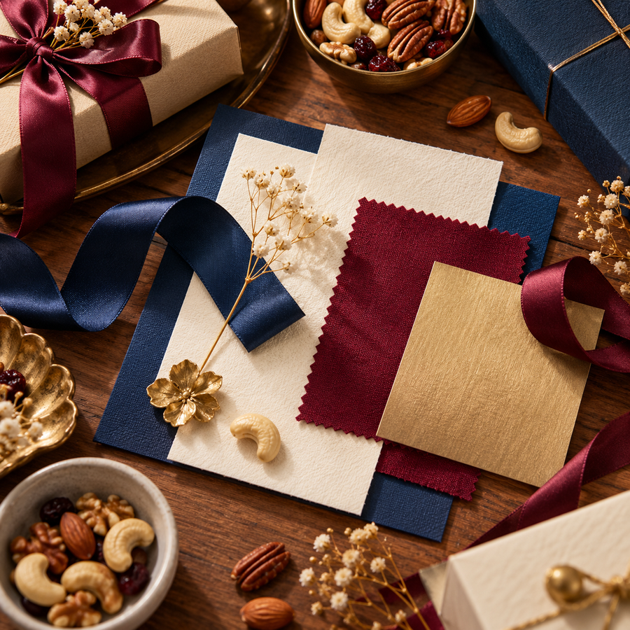 Fabrics, foil and ribbon